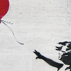 Girl And Heart Balloon Framed Art Print wall art product Banksy