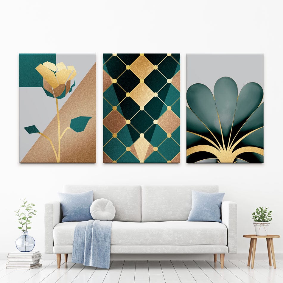 Green Golden Set Trio Canvas Print wall art product Girls and Dreams / Shutterstock