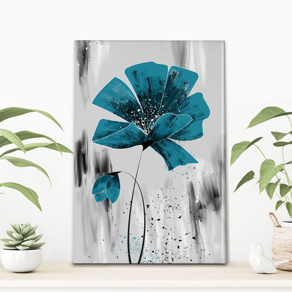 Grey And Blue Floral Canvas Print wall art product taif ahmed / Shutterstock