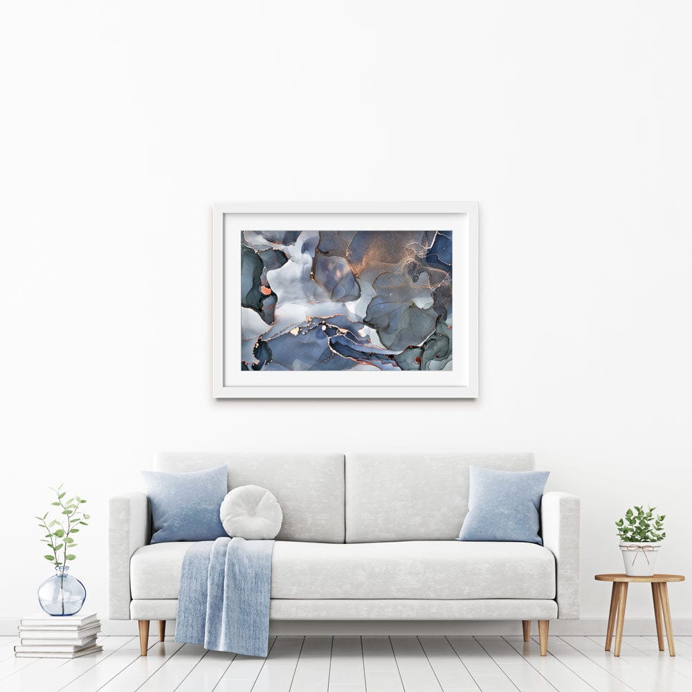 Grey And Blue Marble Framed Art Print wall art product djero.adlibeshe yahoo.com / Shutterstock
