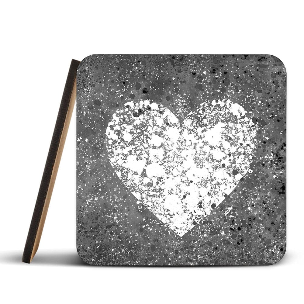 Grey And White Hearts Splatter Coaster Set wall art product J Tonges / Independent