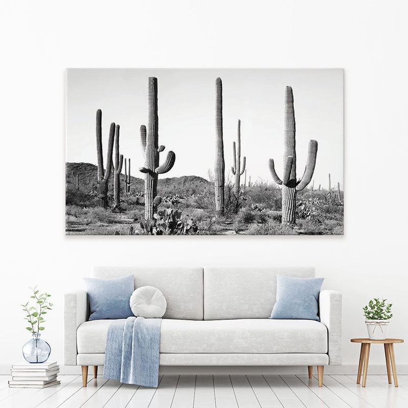 Grey Cactus Land Canvas Print wall art product Azriel Yakubovitch / Independent