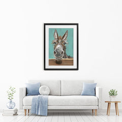 Happy Donkey Framed Art Print wall art product Art Print Shop