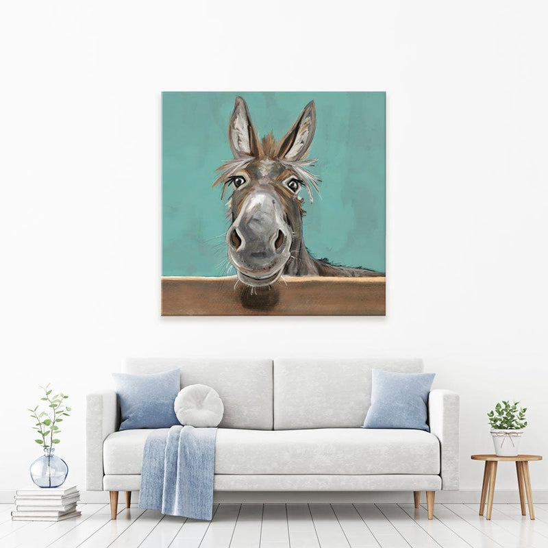Happy Donkey Square Canvas Print wall art product D MOSCONI / INDEPENDENT