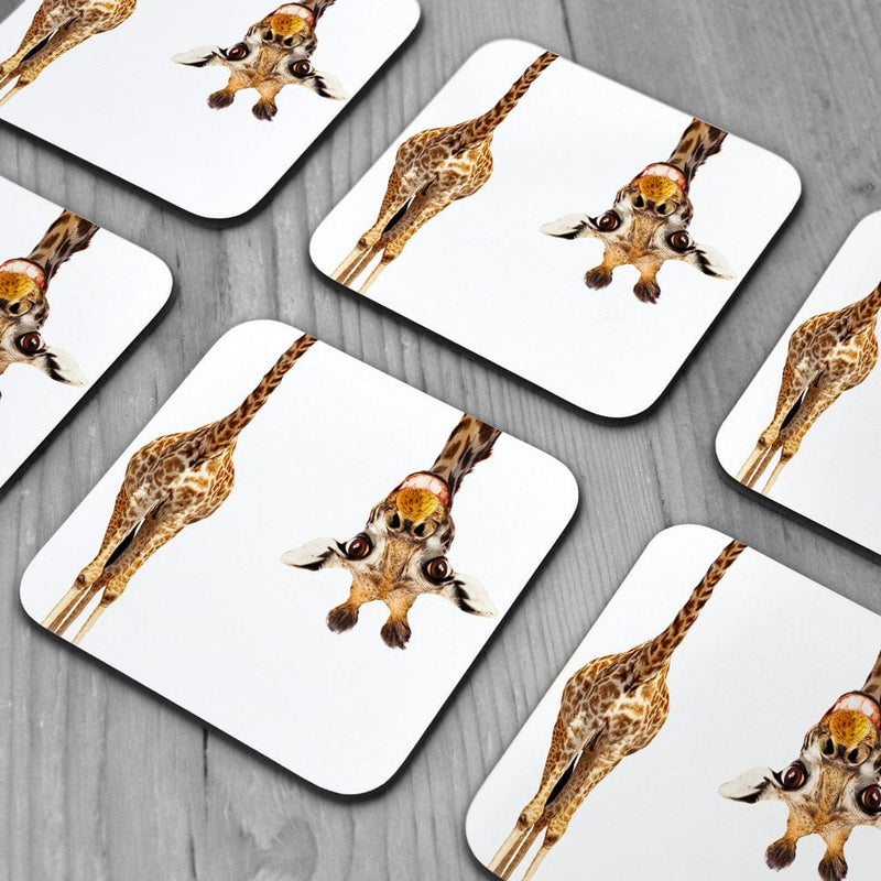 Happy Upside Down Giraffe Coaster Set wall art product Sergey Novikov / Shutterstock