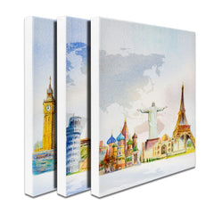Landmarks Of The World Trio Canvas Print wall art product Painterstock / Shutterstock
