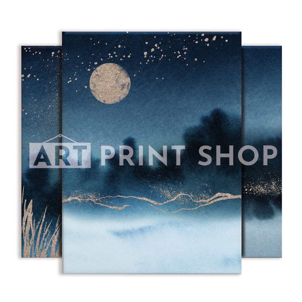 Navy Blue Night Time Trio Canvas Print wall art product VerisStudio / Shutterstock