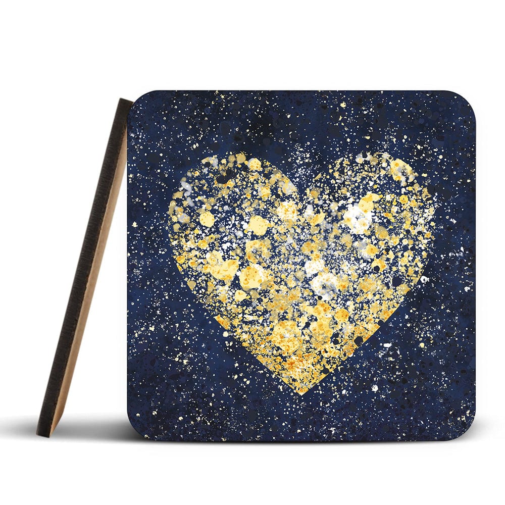 Navy Hearts Splatter Coaster Set wall art product J Tonges / Independent