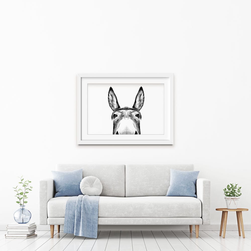 Peeking Donkey Framed Art Print wall art product Serafima Antipova / Shutterstock