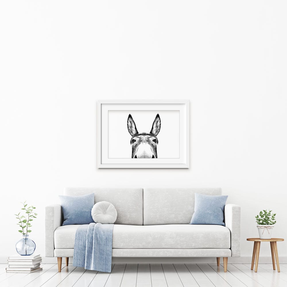 Peeking Donkey Framed Art Print wall art product Serafima Antipova / Shutterstock