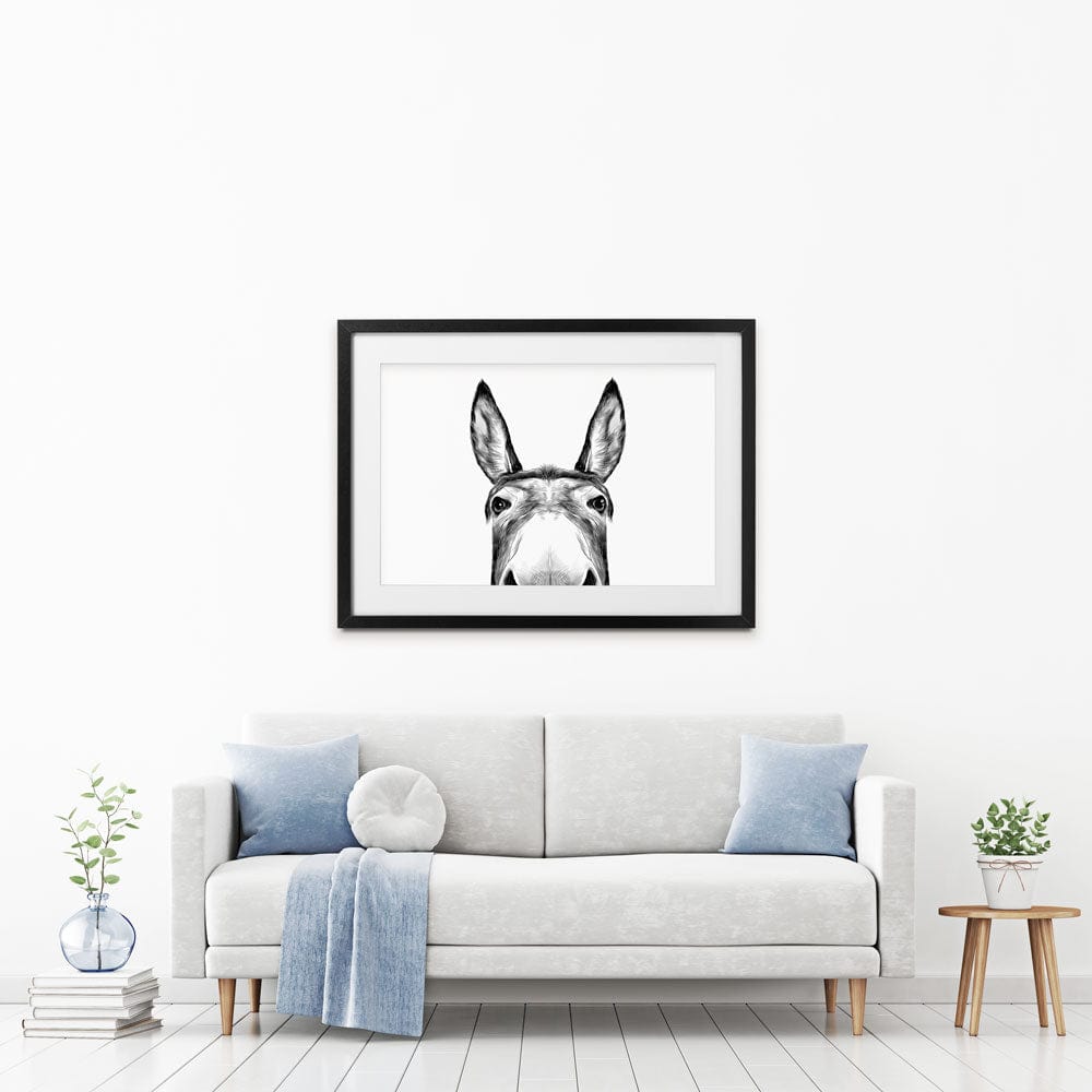 Peeking Donkey Framed Art Print wall art product Serafima Antipova / Shutterstock