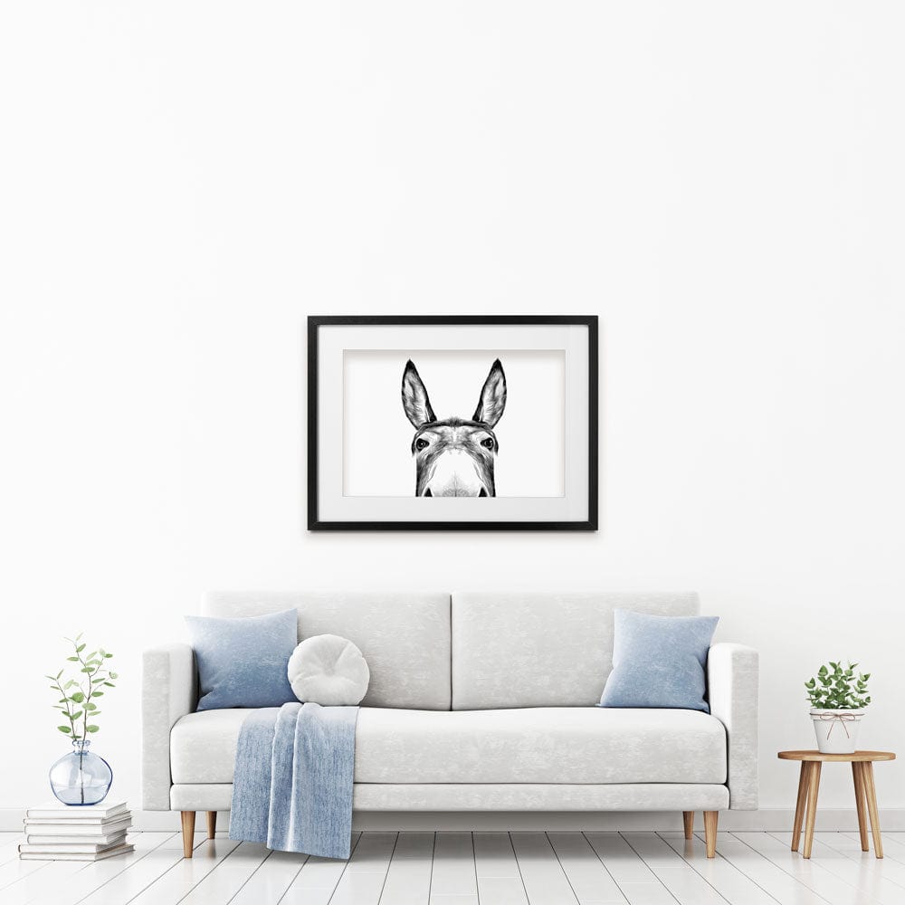 Peeking Donkey Framed Art Print wall art product Serafima Antipova / Shutterstock