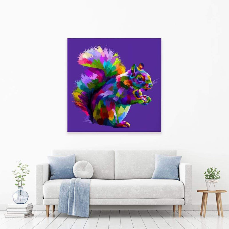 Pop Art Squirrel Canvas Print wall art product rainbow zoo / Shutterstock