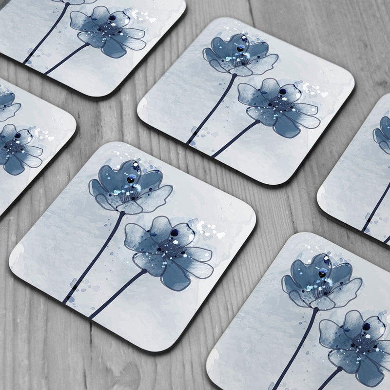 Pretty Blue Flowers Coaster Set wall art product TWINS DESIGN STUDIO / Shutterstock