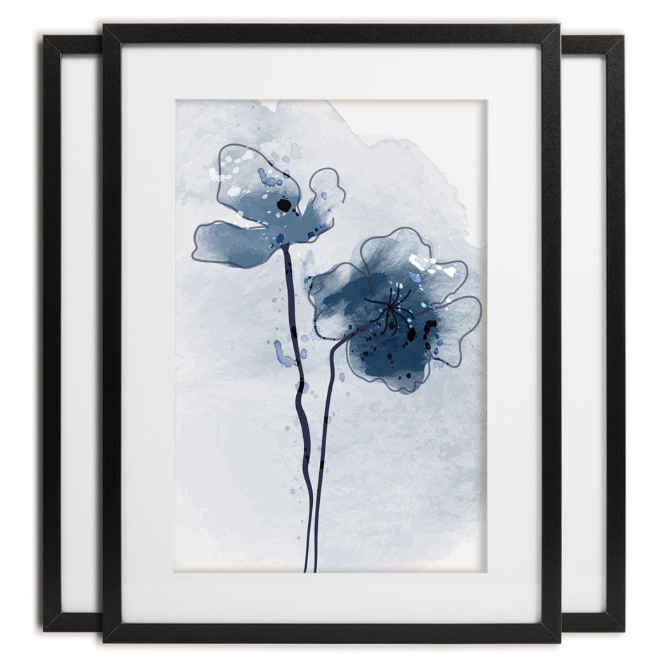 Pretty Blue Flowers Framed Art Print Trio wall art product TWINS DESIGN STUDIO / Shutterstock