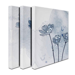 Pretty Blue Flowers Trio Canvas Print wall art product TWINS DESIGN STUDIO / Shutterstock
