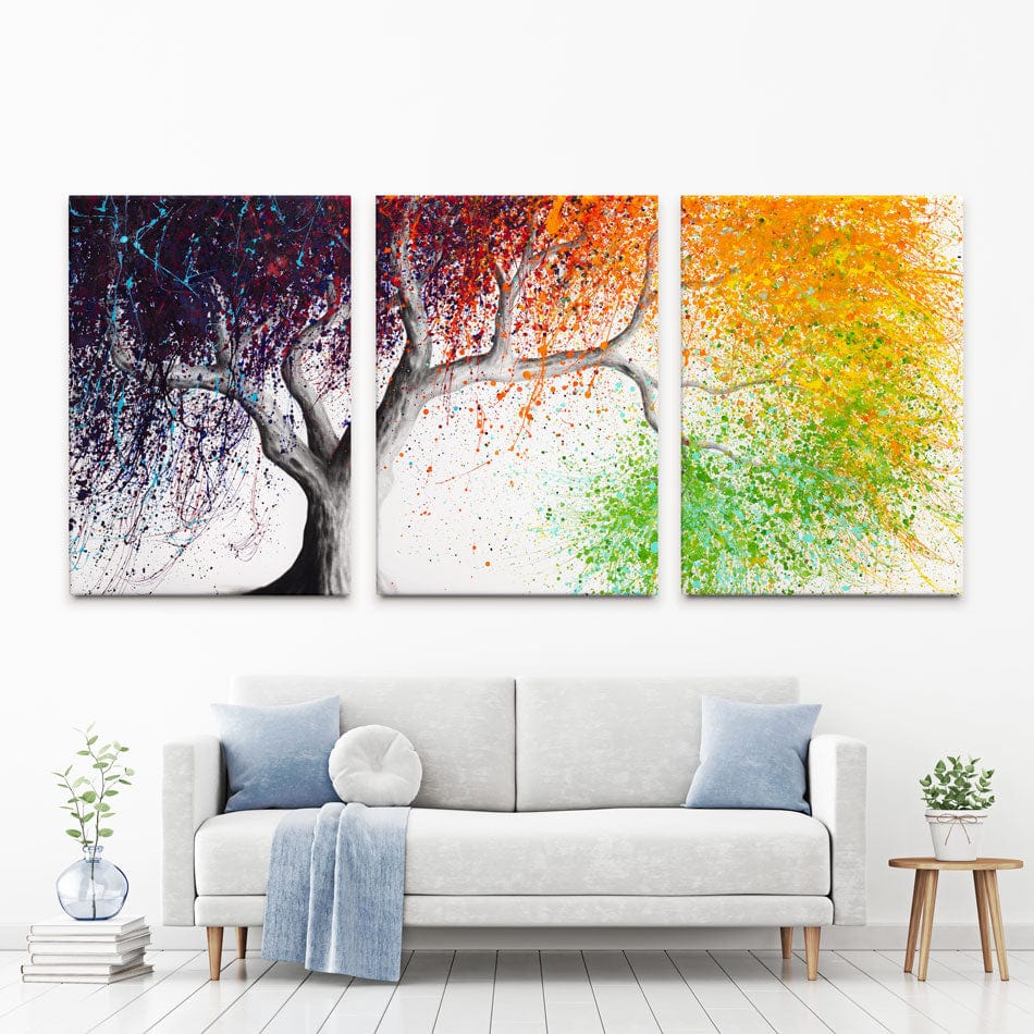 Rainbow Seasons Tree Trio Canvas Print wall art product Ashvin Harrison