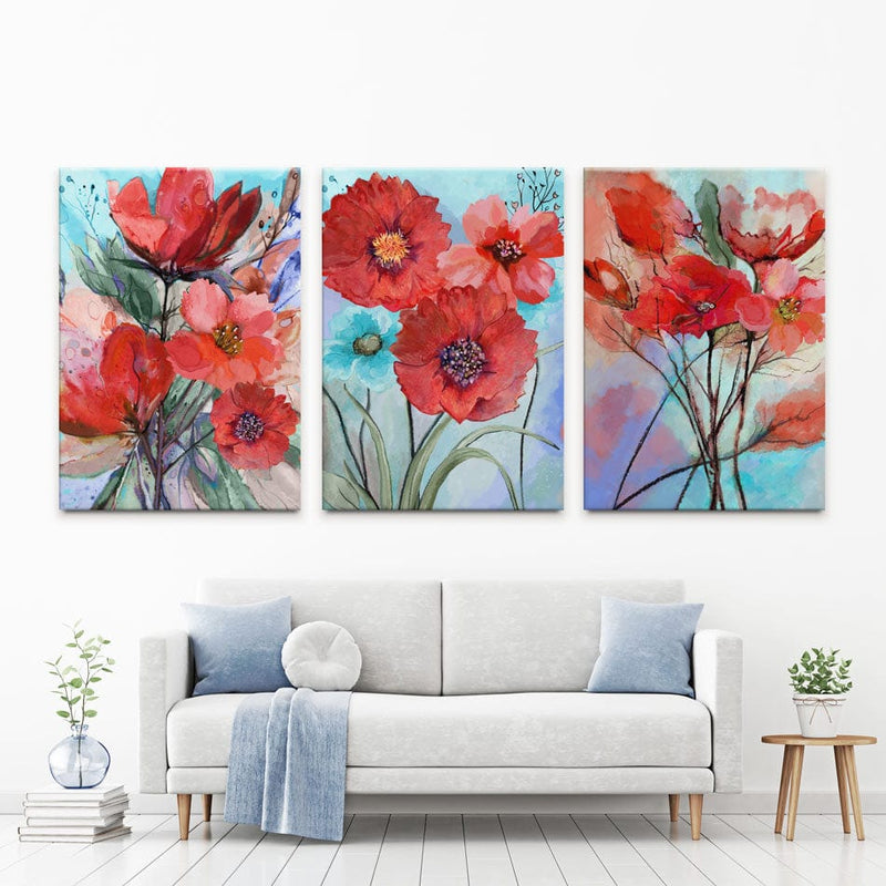 Red Flowers Trio Canvas Print wall art product Erenai / Shutterstock