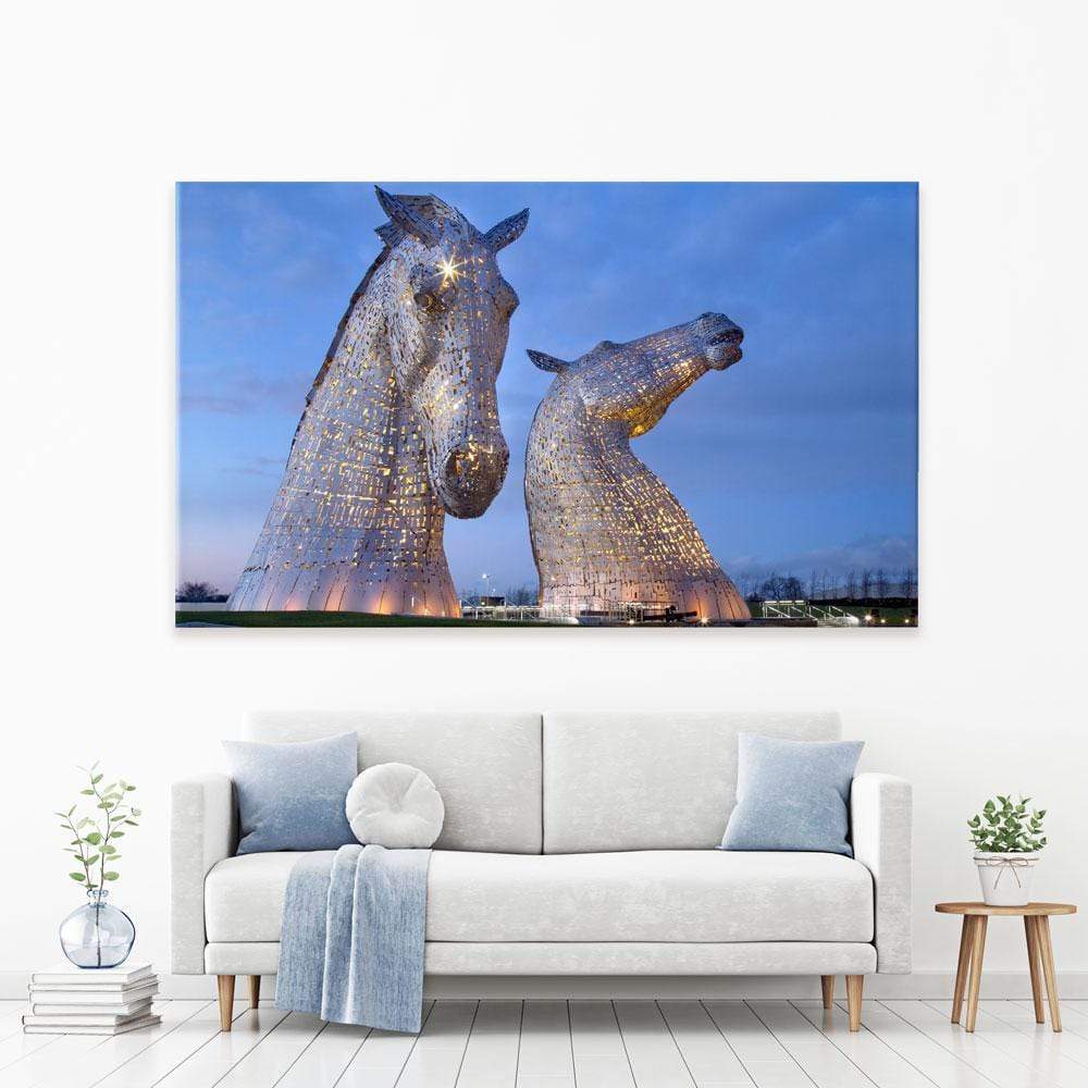 Scotland Kelpies At Night Canvas Print wall art product Gavin Ritchie / Shutterstock