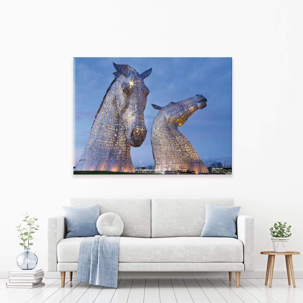 Scotland Kelpies At Night Canvas Print wall art product Gavin Ritchie / Shutterstock