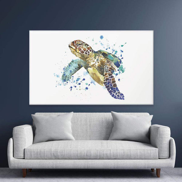 Sea Turtle Paint Splash Canvas Print – Art Print Shop