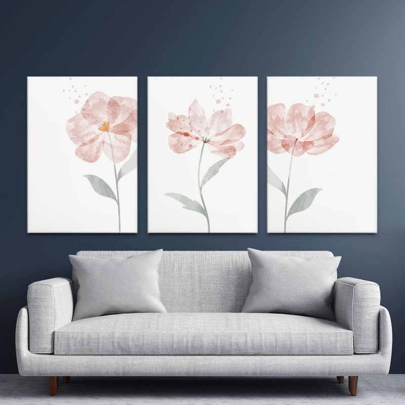 Simple Flowers Trio Canvas Print wall art product TWINS DESIGN STUDIO / Shutterstock