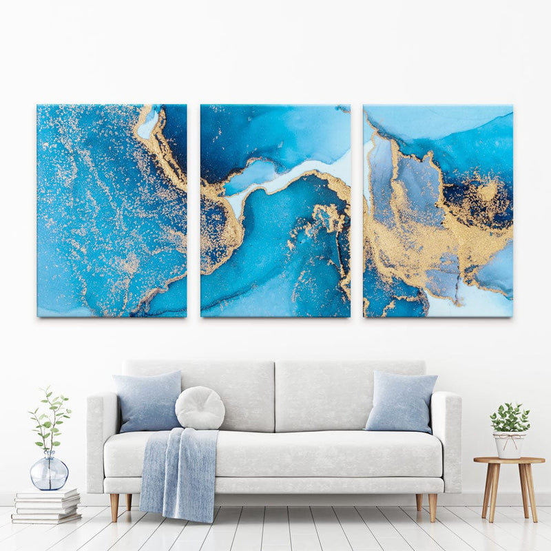 Sky Blue Marble Trio Canvas Print wall art product Blue Planet Studio / Shutterstock
