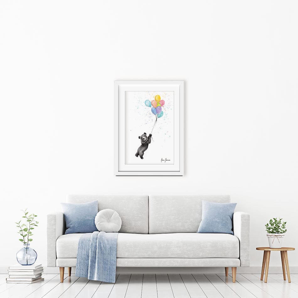 The Bear And The Balloons Framed Art Print wall art product Ashvin Harrison