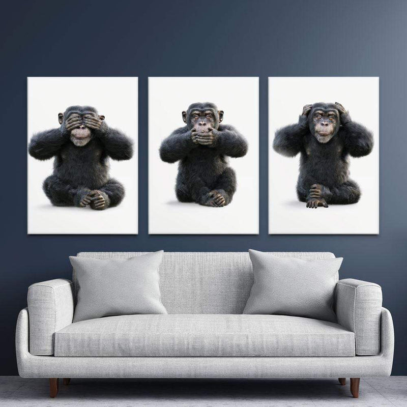 Three Wise Monkeys Trio Canvas Print wall art product Digital Storm / Shutterstock