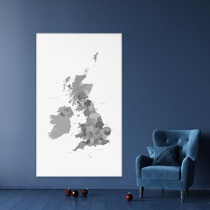 United Kingdom Black and White Map Canvas Print wall art product H Goossens / Independent