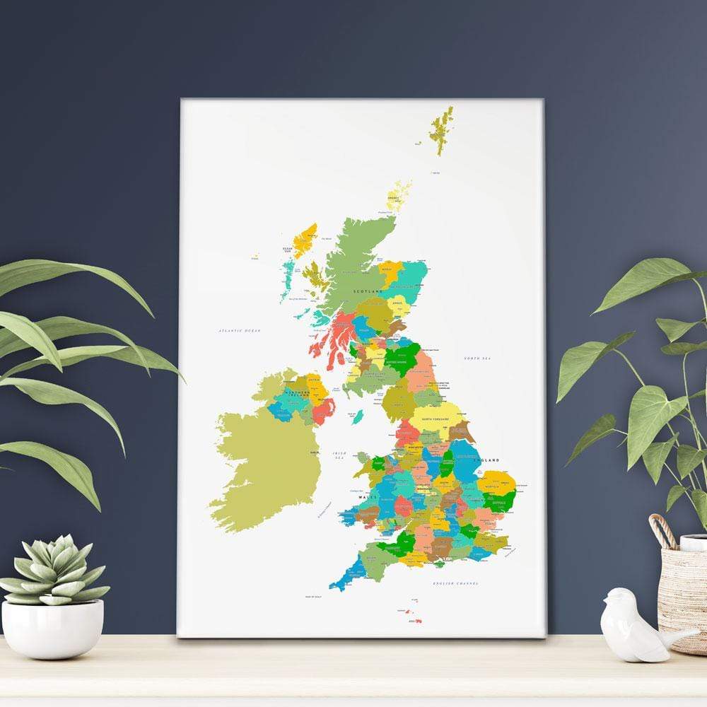 United Kingdom Colourful Map Canvas Print wall art product H Goossens / Independent