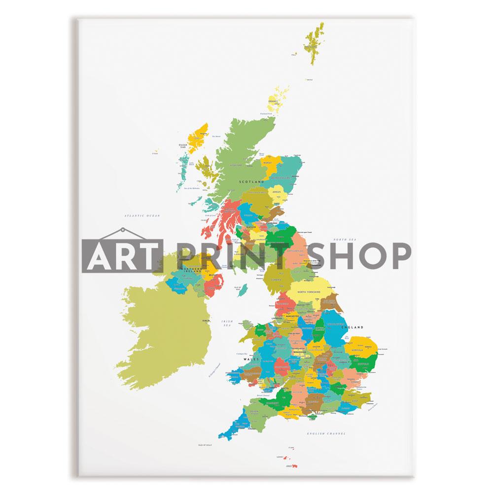 United Kingdom Colourful Map Canvas Print wall art product H Goossens / Independent