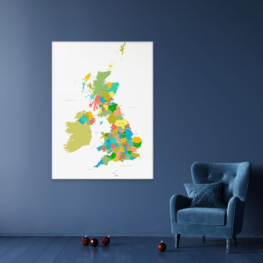 United Kingdom Colourful Map Canvas Print wall art product H Goossens / Independent