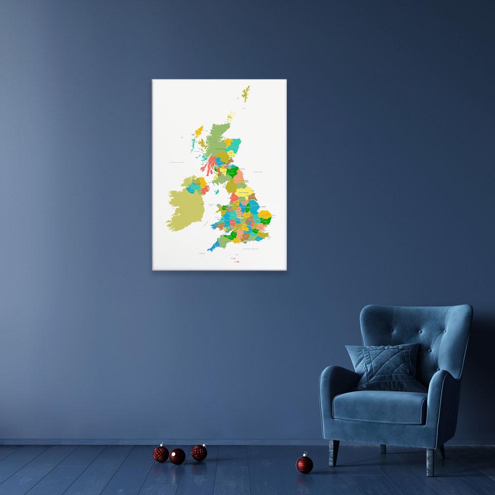 United Kingdom Colourful Map Canvas Print wall art product H Goossens / Independent