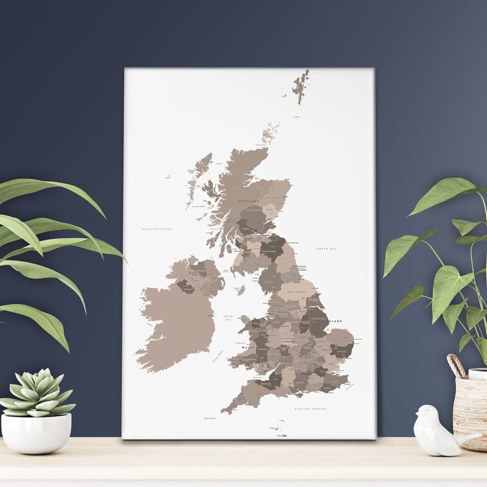 United Kingdom Sepia Map Canvas Print wall art product H Goossens / Independent