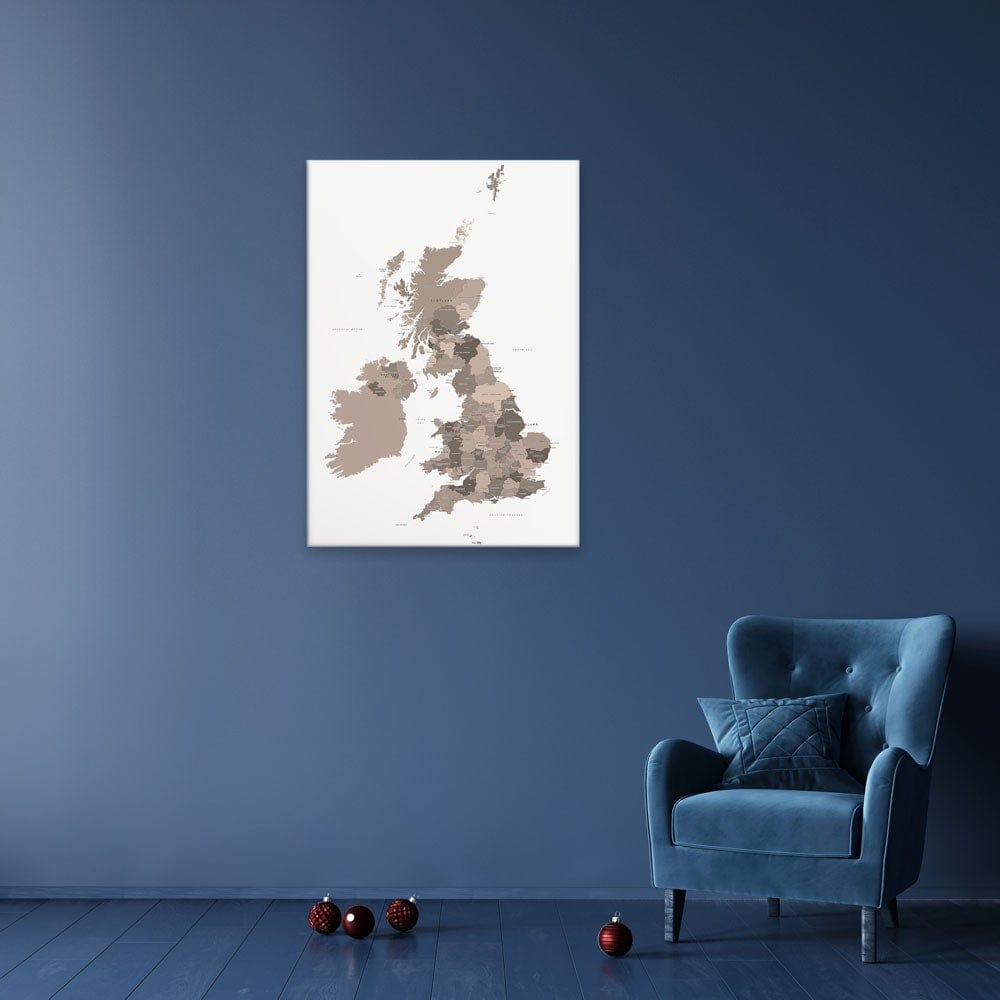 United Kingdom Sepia Map Canvas Print wall art product H Goossens / Independent