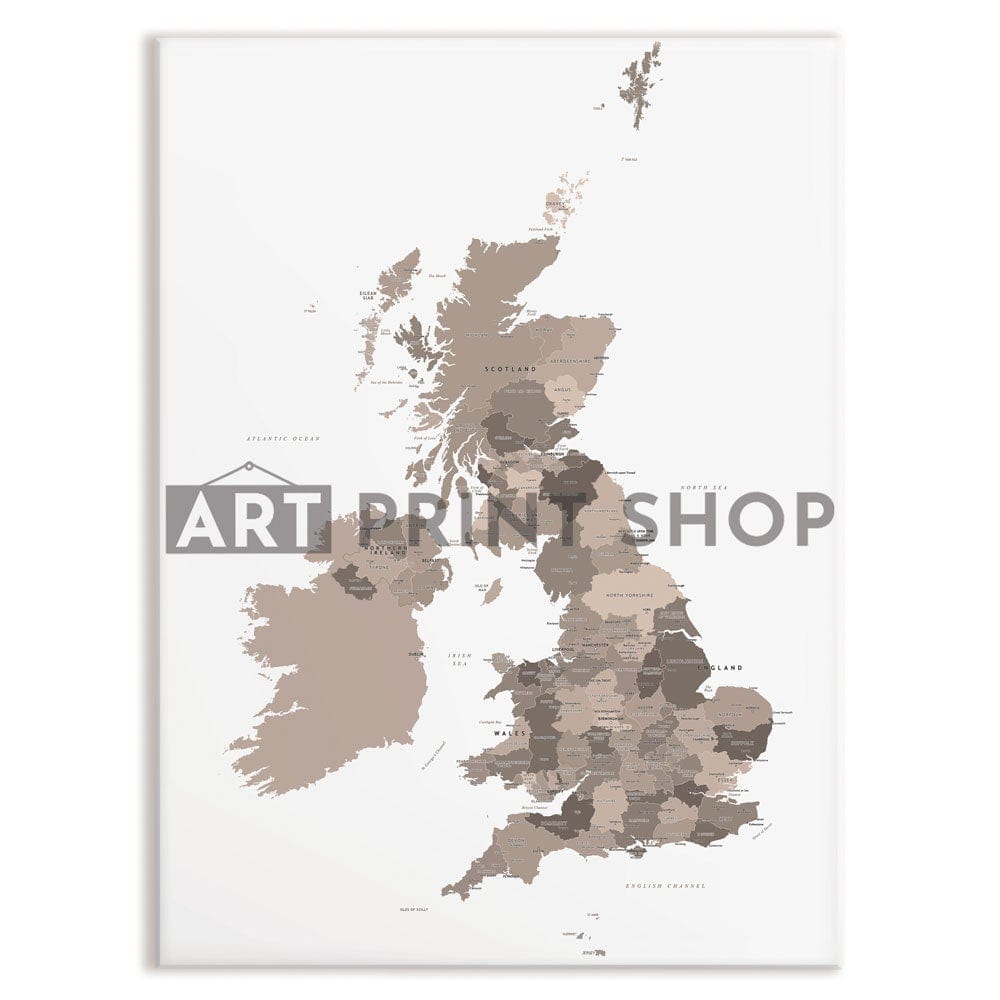 United Kingdom Sepia Map Canvas Print wall art product H Goossens / Independent