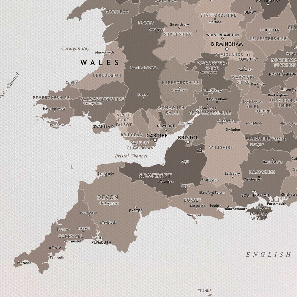 United Kingdom Sepia Map Canvas Print wall art product H Goossens / Independent