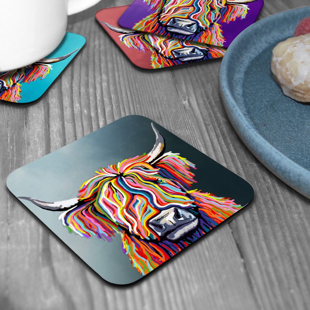Variety Highland Cow Coaster Set wall art product Independent