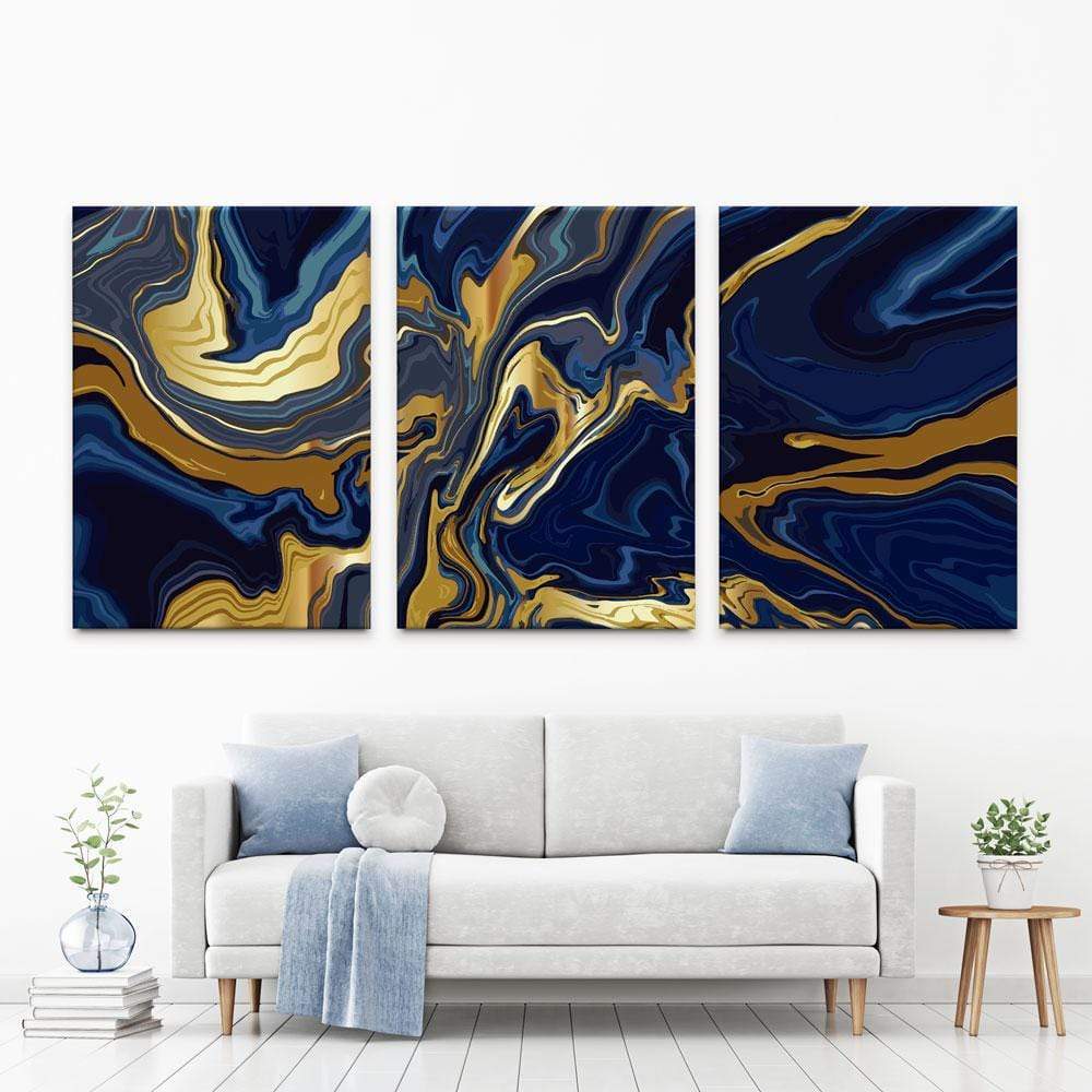 Vibrant Navy Marble Trio Canvas Print wall art product vectortwins / Shutterstock