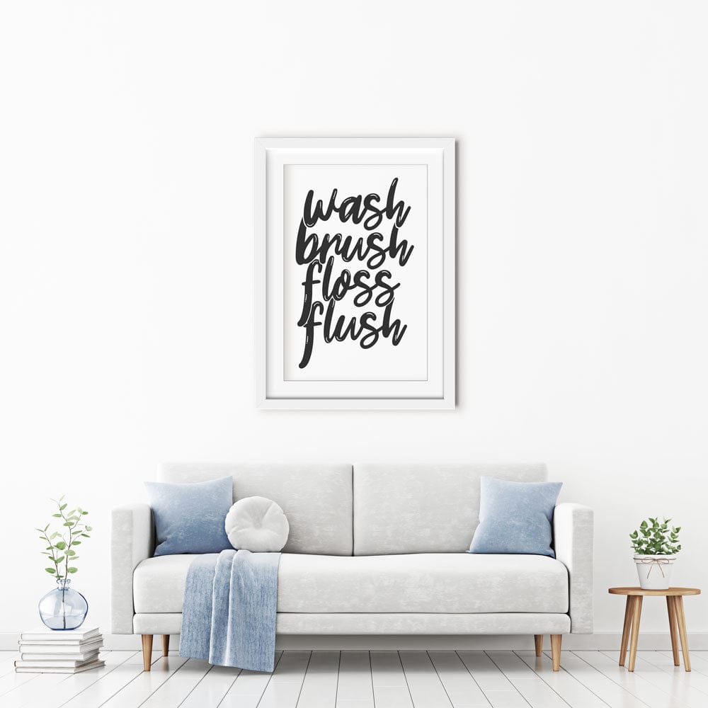 Wash Brush Floss Flush Framed Art Print wall art product MihneaKK / Shutterstock