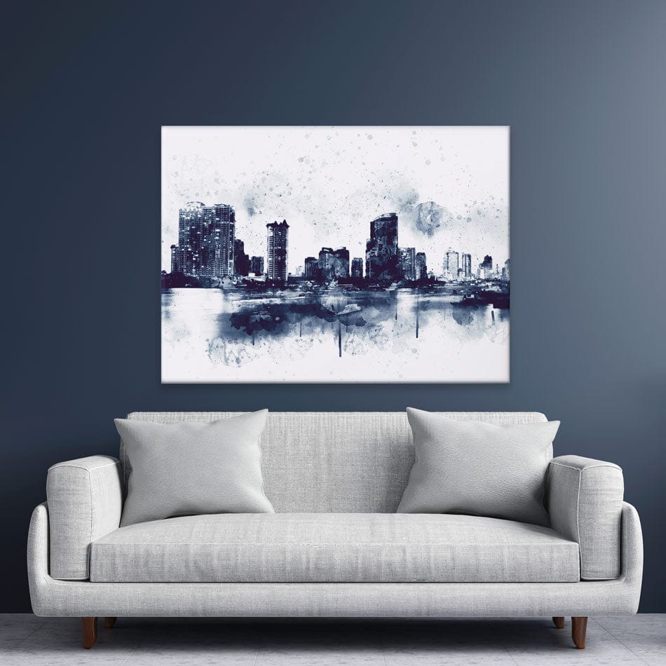 Watercolour Speckle Cityscape Canvas Print wall art product Nithid / Shutterstock