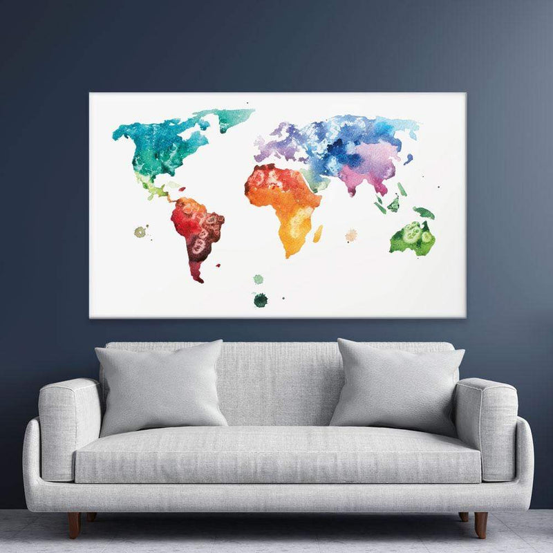 Watercolour World Map Canvas Print wall art product Undrey / Shutterstock