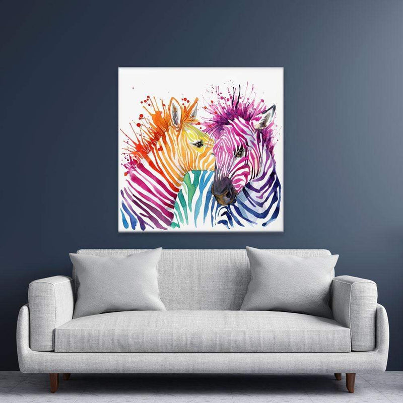Watercolour Zebra Square Canvas Print wall art product Faenkova Elena / Shutterstock