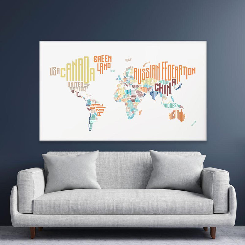 World Map Typographic Canvas Print wall art product ildogesto / Shutterstock