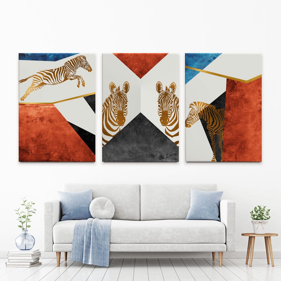 Zebras Trio Canvas Print wall art product Muzi pear studio / Shutterstock